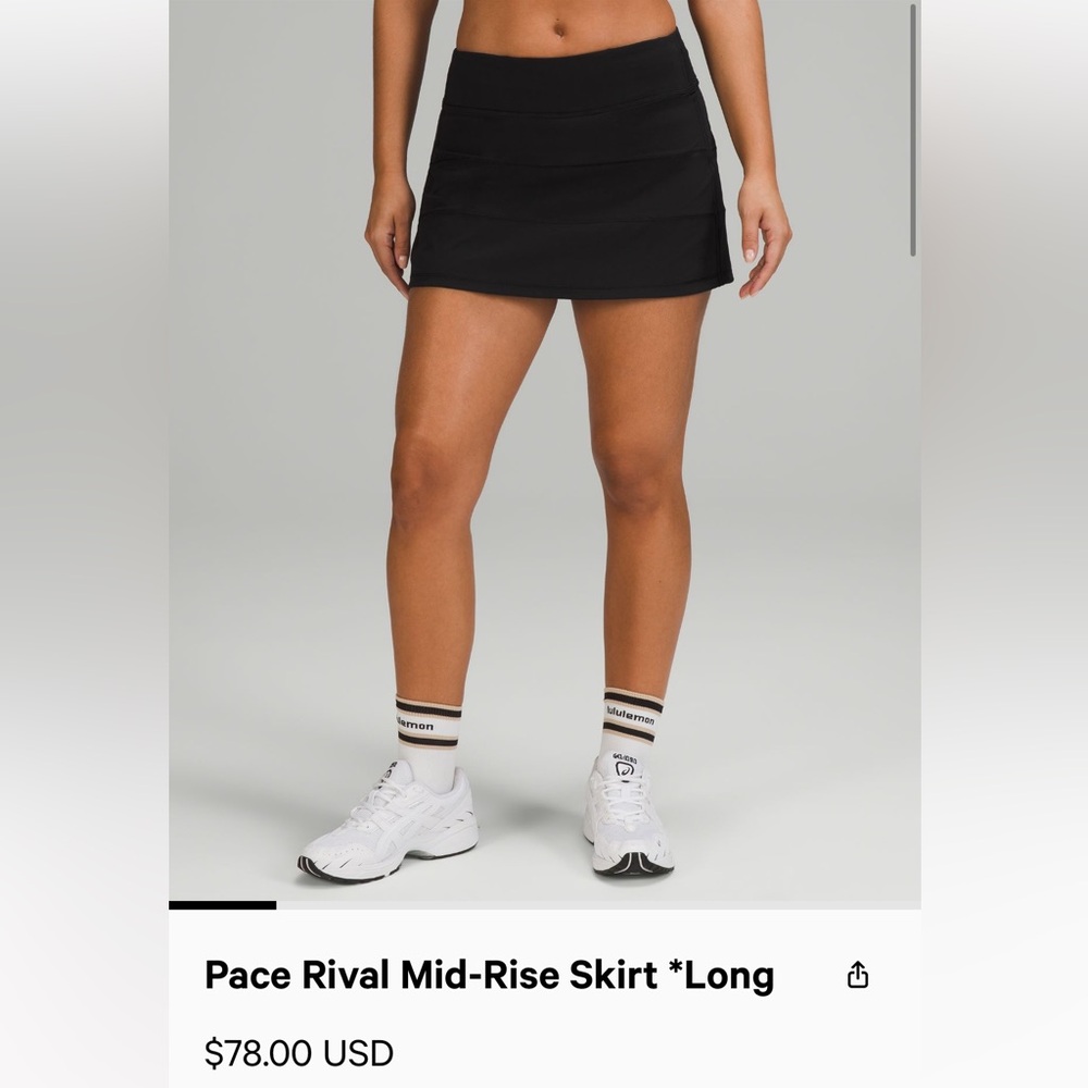 Lululemon Pace Rival Mid-Rise Skirt Size 16 Black